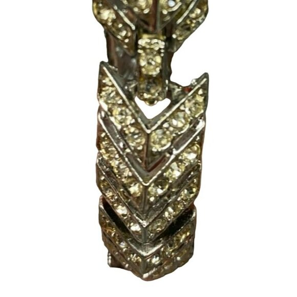 Vintage MCM Silver tone Rhinestone Bracelets, one with Flower and Faux Pearls - Picture 6 of 11